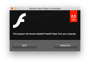 Adobe Flash Player Uninstaller pop-up dialog