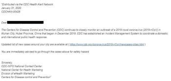 Fake CDC alert