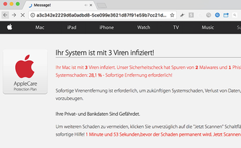 Ihr Mac ist mit 3 Viren infiziert Popup-Meldung