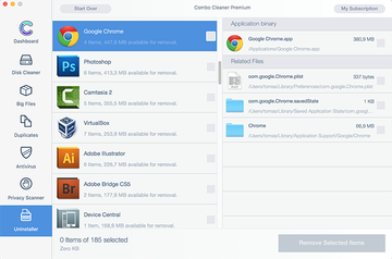 O Uninstaller elimina todos os dados de aplicações
