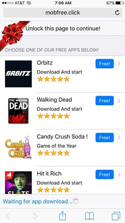 Annoying app recommendations on mobfree.click