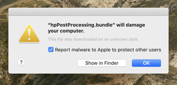 ‘hpPostProcessing.bundle will damage your computer’