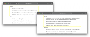 CVE-2021-30724 CVMServer vulnerability patches for macOS Big Sur and iOS/iPadOS CVE-2021-30724 CVMServer vulnerability patches for macOS Big Sur and iOS/iPadOS