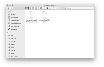 Содержимое корневой папки LaunchAgents