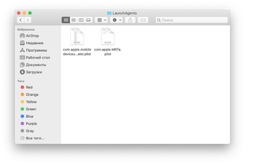 Содержимое корневой папки LaunchAgents