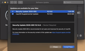 macOS Mojave 2020-005 Security Update originally caused serious performance problems