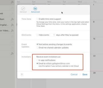 Deselect ‘In-app notifications’ option for Calendar event invitations