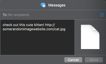 PoC message exploiting Web Share API bug to steal a local file. Image courtesy of REDTEAM.PL PoC message exploiting Web Share API bug to steal a local file. Image courtesy of REDTEAM.PL