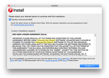 Advanced Mac Cleaner bundled with rogue Flash Player update