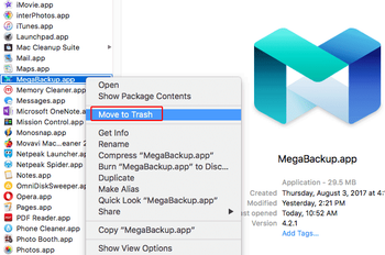 MegaBackup.app under Applications on Mac