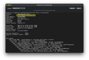 Sample of searchpartyd