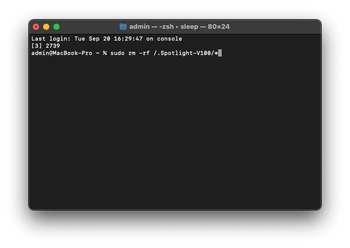 Run a command to have the Mac’s entire storage re-indexed