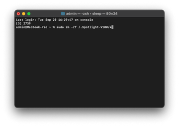 Run a command to have the Mac’s entire storage re-indexed