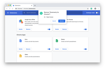 Confirm Grammarly removal from Chrome