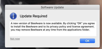 Noxious update popup recommendation by BeeAware app Noxious update popup recommendation by BeeAware app