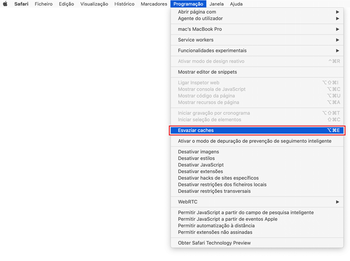 Esvaziar Caches no Safari