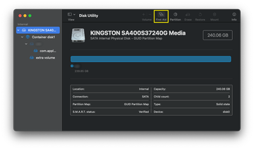 Select your startup volume and run First Aid to scan and repair filesystem issuest