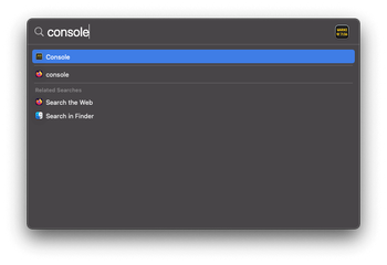 Open Console app through Spotlight search
