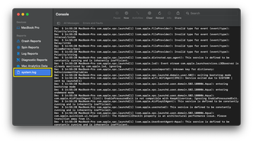 Let the log run while syslogd sits high in Activity Monitor