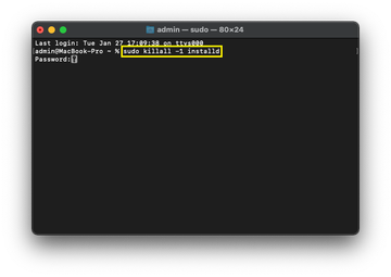 kill installd from terminal