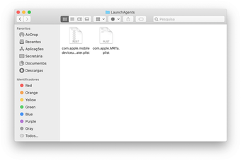 Conteúdos da pasta LaunchAgents na raiz