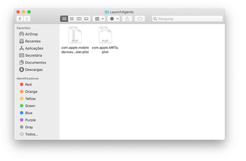 Conteúdos da pasta LaunchAgents na raiz
