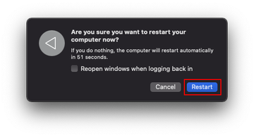 Misleading Restart your Mac