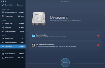 Defragment, a new module added to MacBooster 5