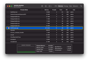 CCXProcess.app devouring memory on a Mac