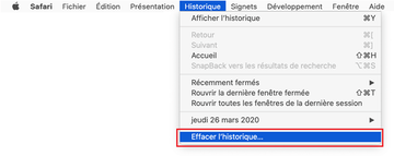 Effacer l'historique sur Safari