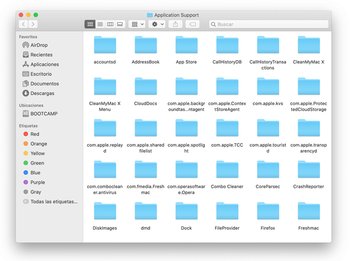 Contenido de la carpeta Application Support