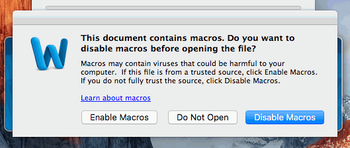 macOS dialog asking a user to enable Office macros