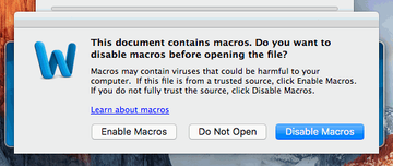 macOS dialog asking a user to enable Office macros macOS dialog asking a user to enable Office macros
