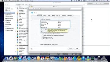 Mac System Preferences menu, Network tab, Advanced