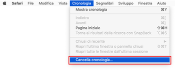 Cancella cronologia in Safari