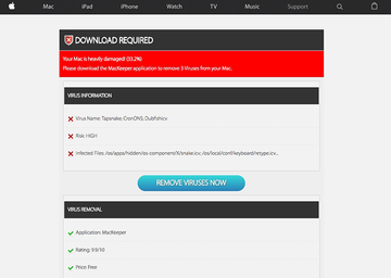 Tapsnake, CronDNS, Dubfishicv fake virus alert pushing MacKeeper scareware Tapsnake, CronDNS, Dubfishicv fake virus alert pushing MacKeeper scareware