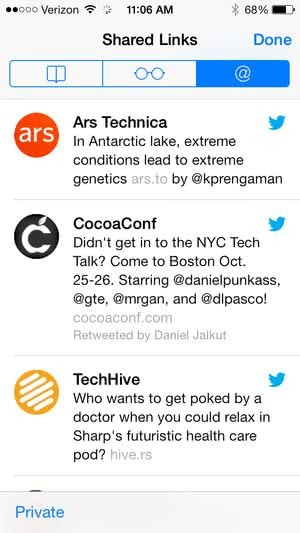 Inclusion of shared links