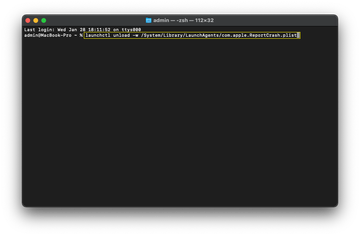 Temporarily disable ReportCrash in Terminal