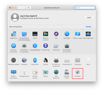 Selecteer nu Profielen onder Systeemvoorkeuren