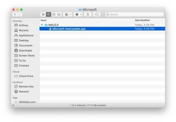The legit Microsoft AutoUpdate.app is easy to spot on Mac