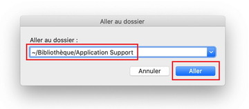 Ouvrir ~/Bibliothéque/Application Support