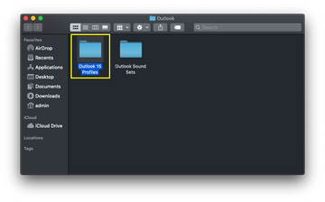Outlook 15 Profiles folder