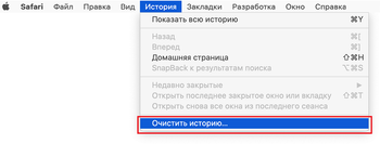 Очистить историю в Safari