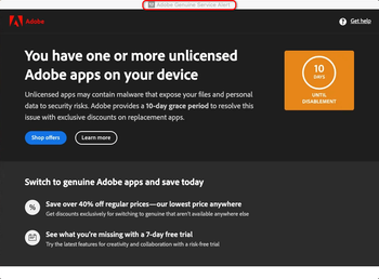 Adobe Genuine Service Alert sur Mac