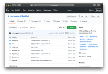 EggShell post-exploitation tool on GitHub