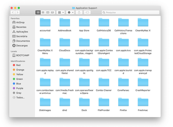 Conteúdos da pasta Application Support