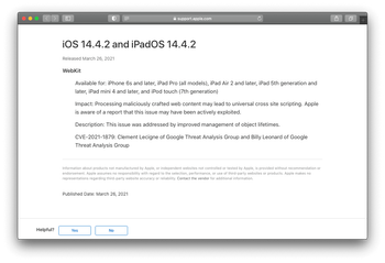 Security content of iOS 14.4.2 and iPadOS 14.4.2