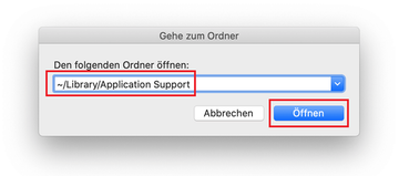 Öffnen Sie den Ordner ~/Library/Application Support Öffnen Sie den Ordner ~/Library/Application Support