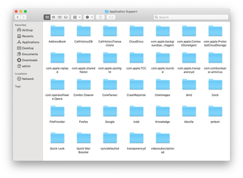 Application Support folder contents