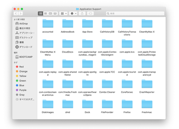 Application Supportフォルダの内容 Application Supportフォルダの内容